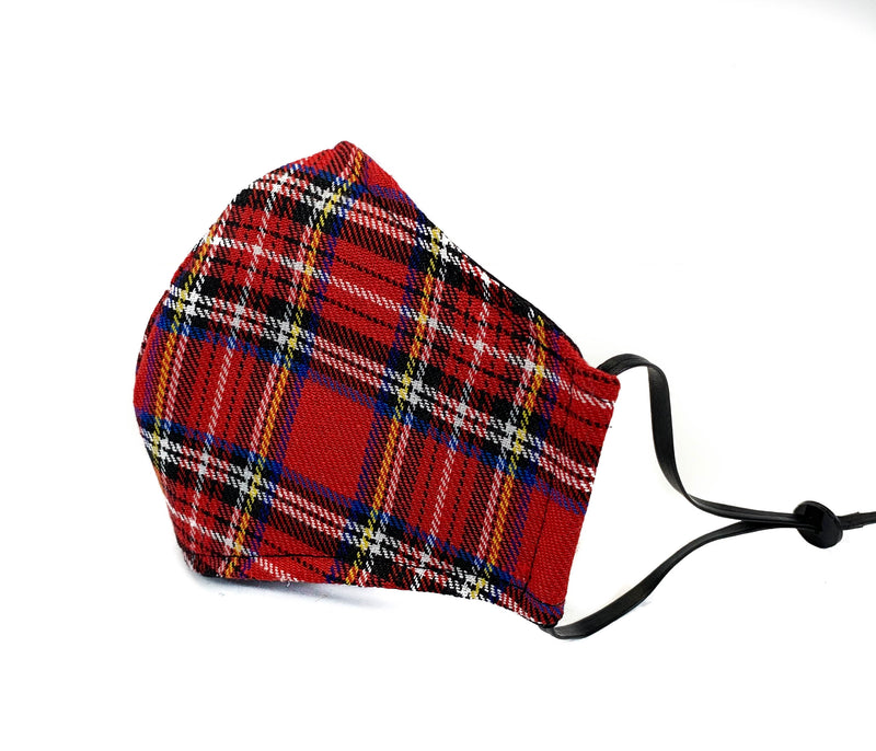 Red Plaid Fabric Face Mask fabric face covering mask