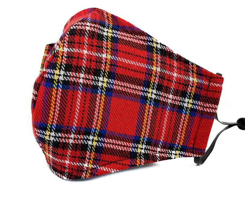 Red Plaid Fabric Face Mask fabric face covering mask