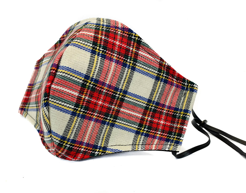 White Plaid Fabric Face Mask fabric face covering mask