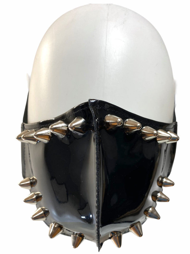 Studded UK77 Face Mask Patent Leather