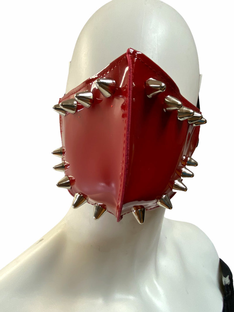Studded UK77 Face Mask Patent Leather