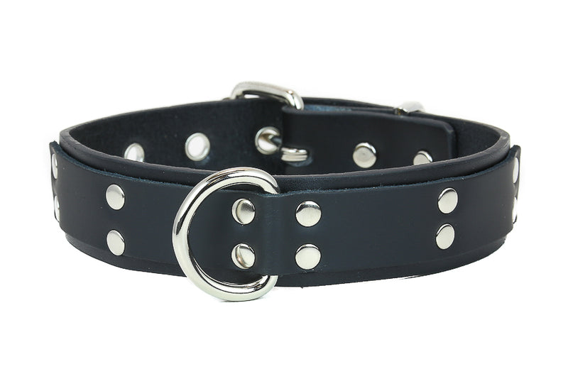 D ring Leather Choker With Leash