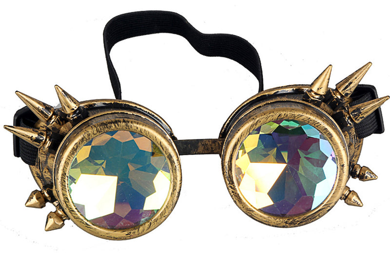 Spiked Kaleidoscopic Steampunk Goggles Glasses Vintage Victorian Welding Cosplay Goth Punk Costume