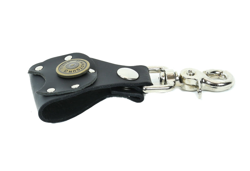 Leather Pick Holder Shotgun Shell Key Trigger Clasp Belt Insert Cable Pass On Gig Black
