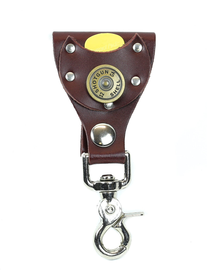Leather Pick Holder Shotgun Shell Key Trigger Clasp Belt Insert Cable Pass On Gig Brown