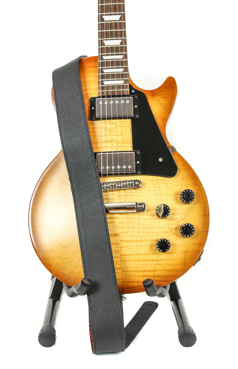 Reversible Genuine Buffalo Leather Checkerboard Classic Guitar Strap Yellow