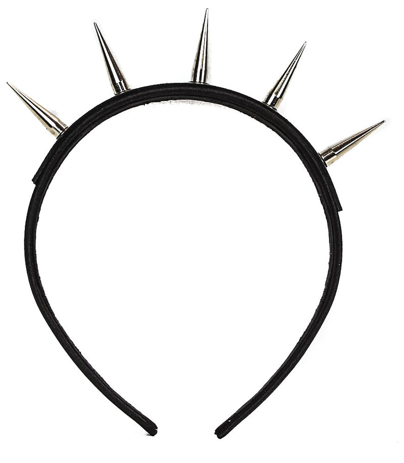 Black Headband with Silver Cone Spikes
