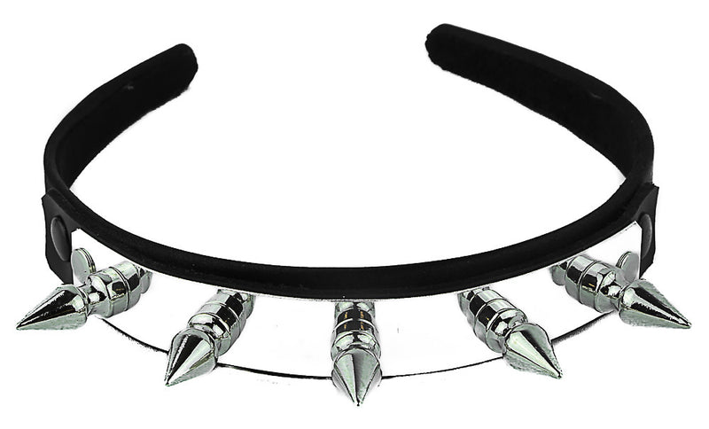 Black Headband with Silver Long Tree Spikes