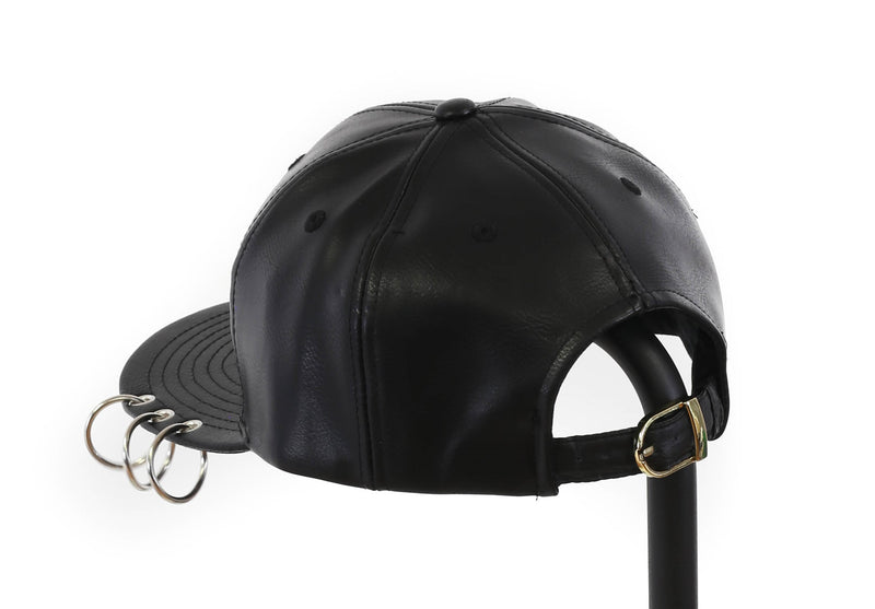 Piercing Faux Leather Baseball Hat