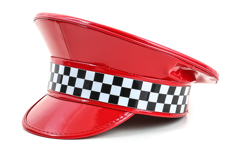 Checkered Shiny Red Captain Hat