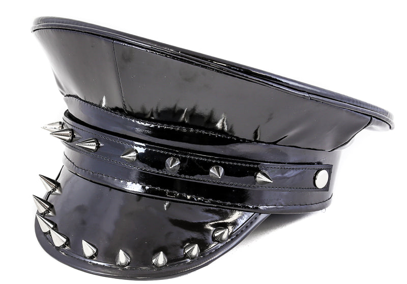 Spiked Out Shiny Black Captain Hat