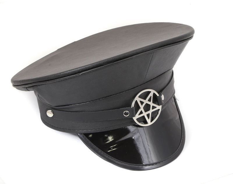 Pentagram Faux Leather Captain Hat