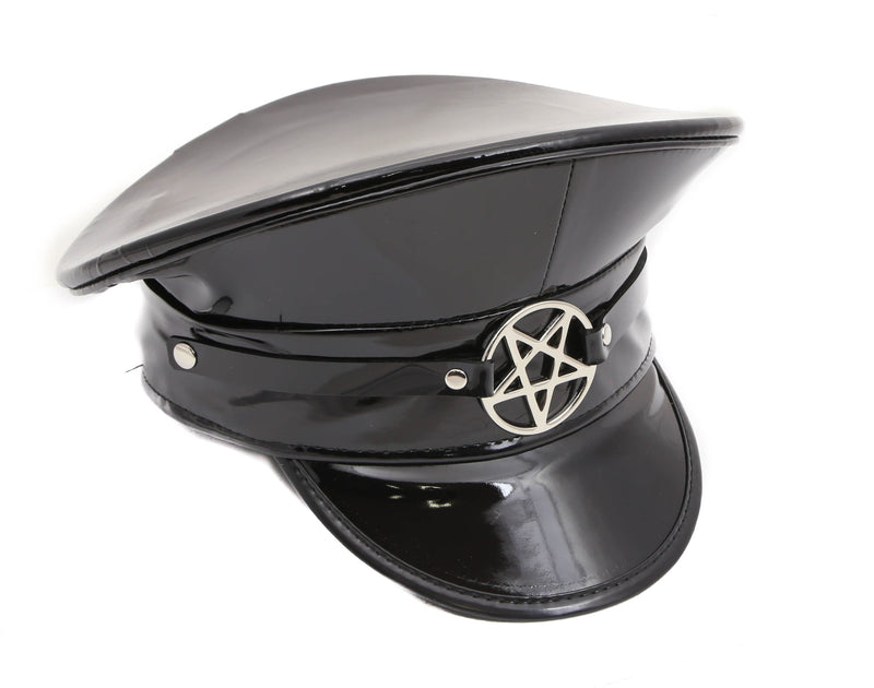 Pentagram Patent Leather Captain Hat