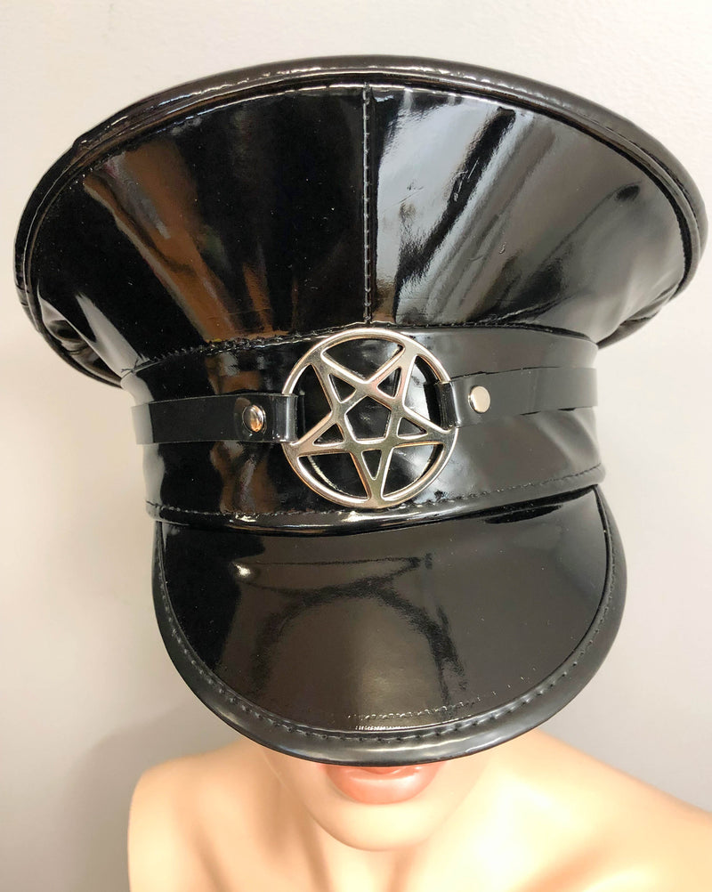 Pentagram Patent Leather Captain Hat