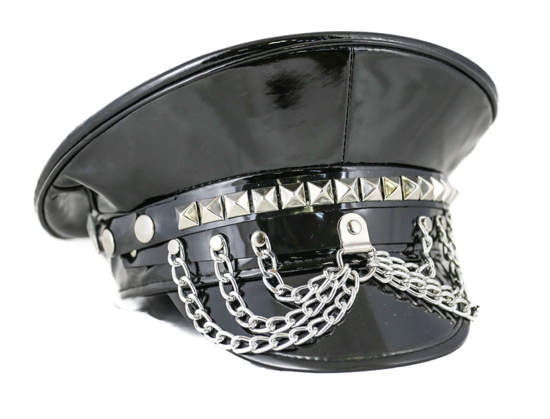 Queen Shiny Black Chain Captain Hat