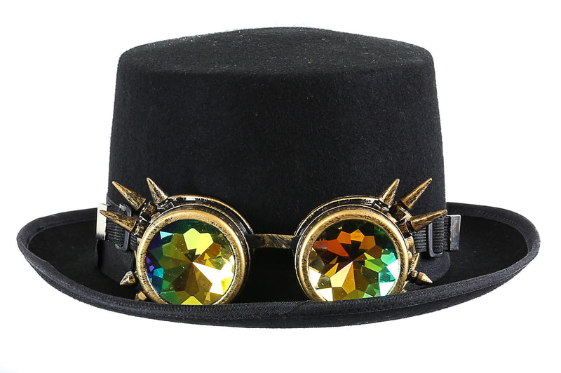 Premium Felt Top Hat With Kaleidoscopic Goggles