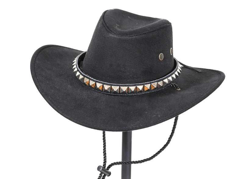 Studded Western Cowboy Hat Conch Rope Band Wide Brim Cowgirl Jazz Cap Wool Blend