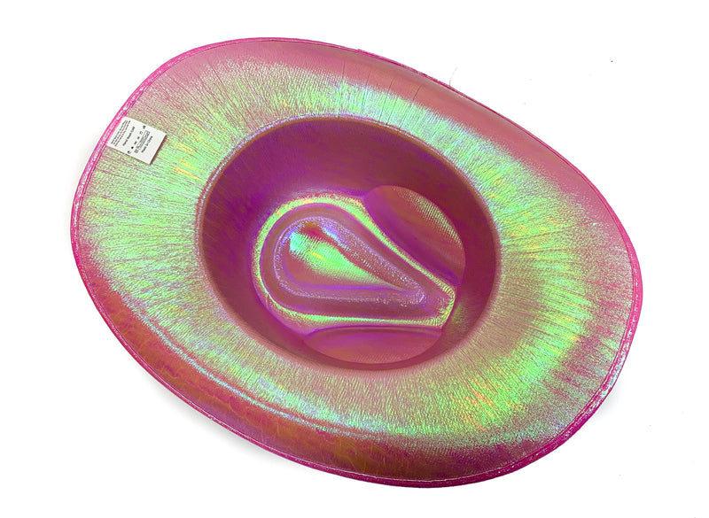 Pink Holographic Western Cowboy Hat Festival Punk Rave Goth Cosplay Concert