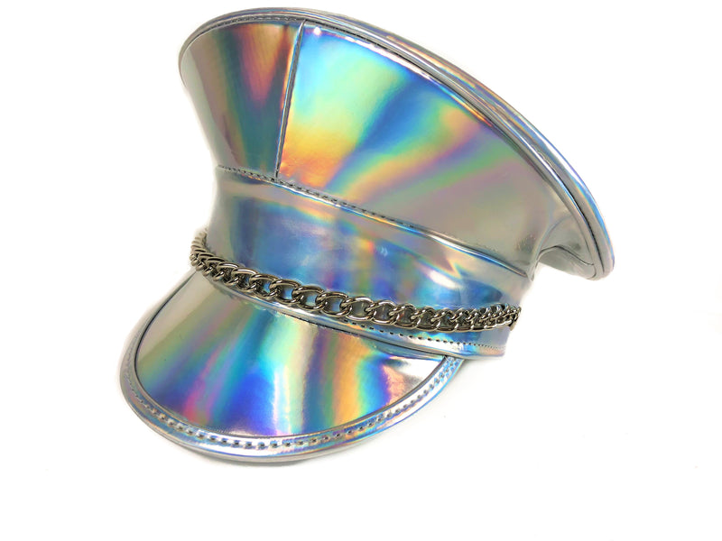 Silver Rainbow Chain Captain Hat
