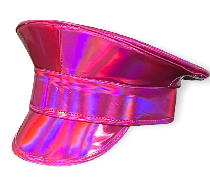 Rainbow Holographic Captain Hat