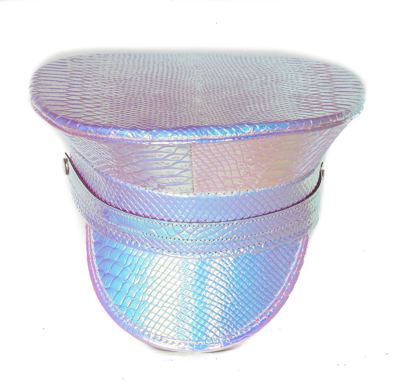 Snake Holographic Rainbow Banded Captain Hat