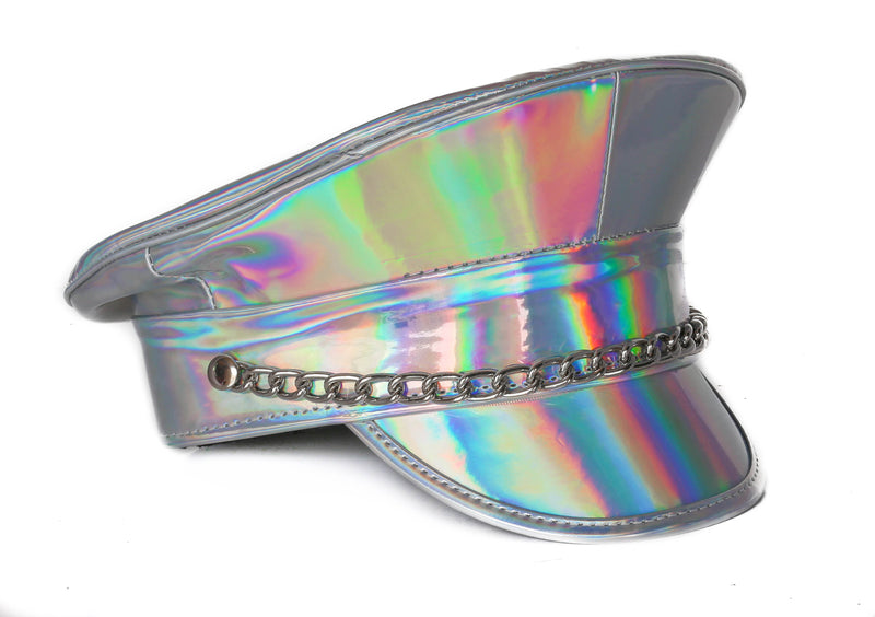 Silver Rainbow Chain Captain Hat