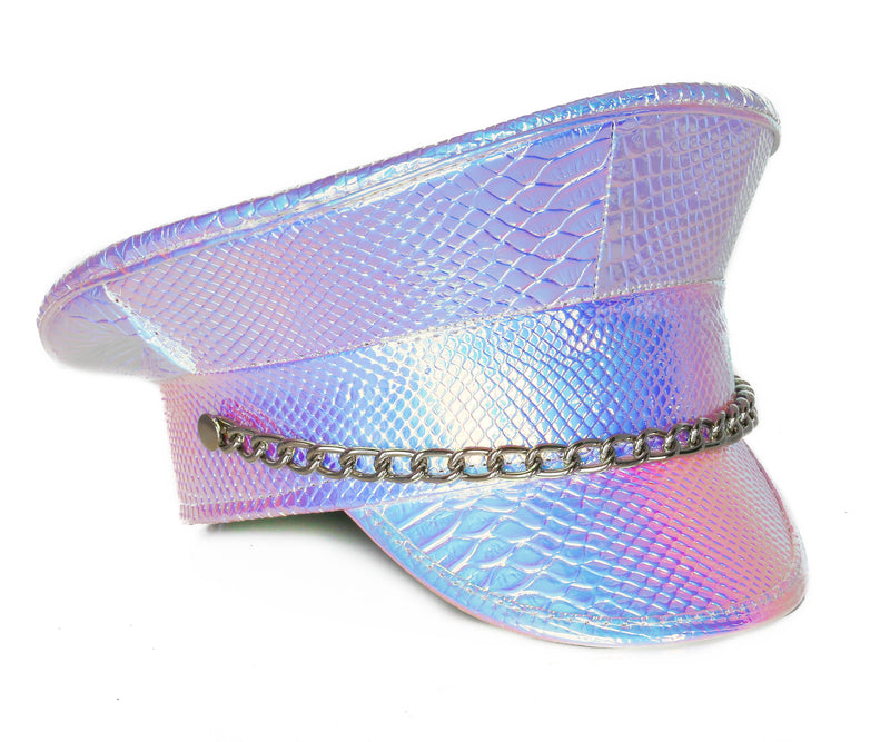 Snake Holographic  Rainbow Chain Captain Hat
