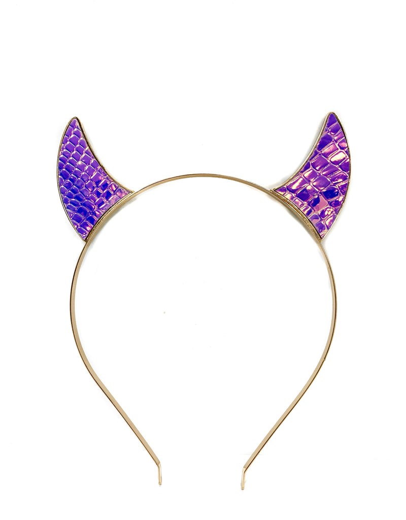 Snake Rainbow Holographic Steel Devil Ears Headband
