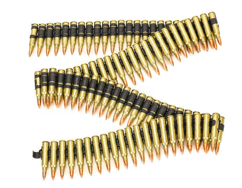 Real Bullet Belt .308 Caliber Brass Shell M60 Black 'X" Link