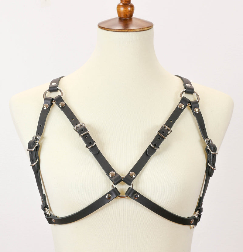 Skinny Leather Chest Bra Style Harness