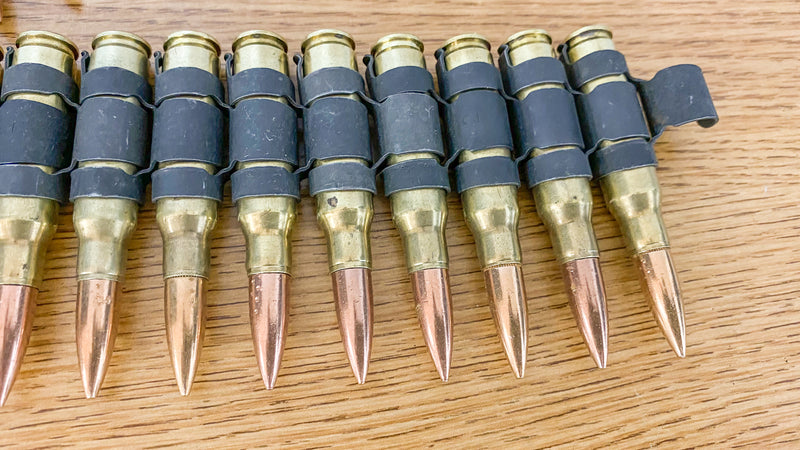 37 " M16 .223 bullet belt - Brass Shell Copper Tips Gun Metal Link 77 bullet