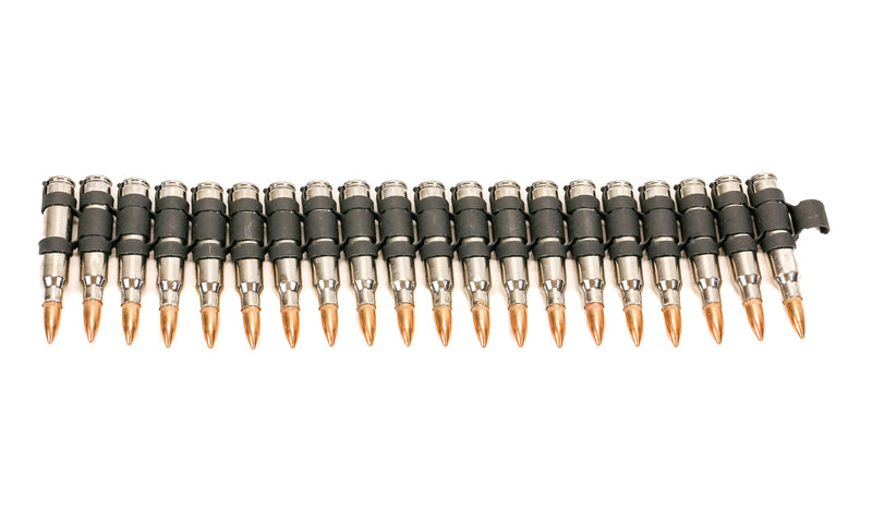 M16 .223 bullet Belt Extension 10" 20 Round Nickel Shell Copper Tips