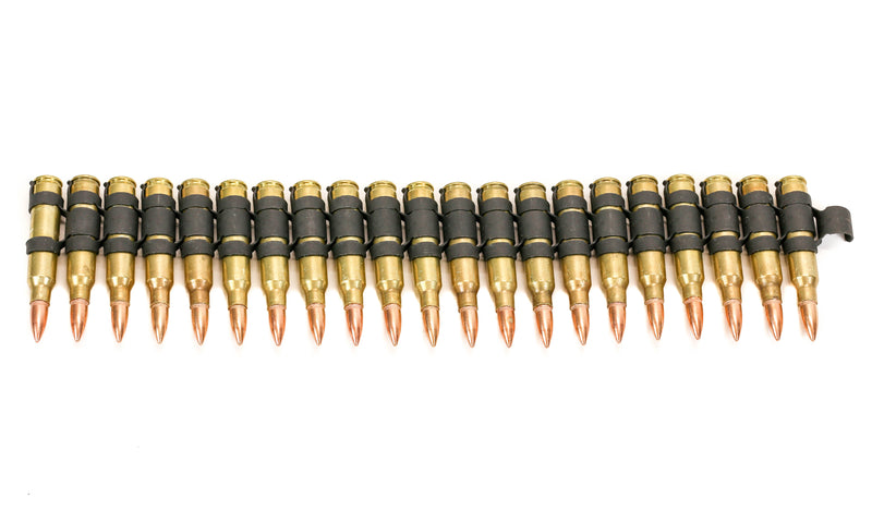 M16 .223 Caliber Bullet Belt Brass Shell Copper Tips Black 'X' Link