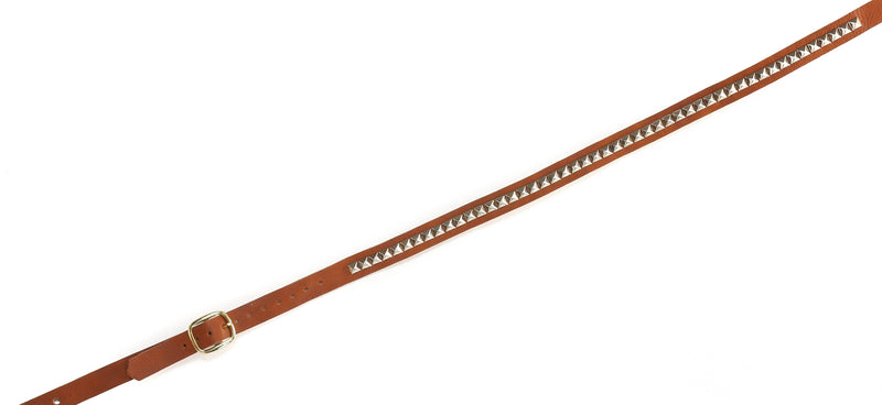 Tan Saddle Studded One Row  Buckle Strap 1 1/4" Wide