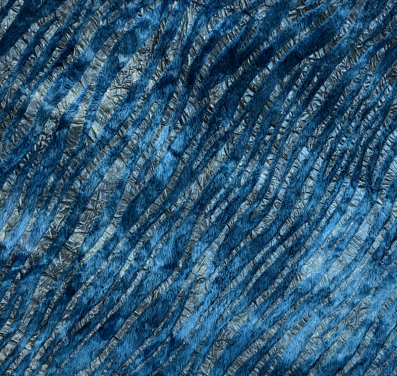 Blue Tiger Fuzzy Synthetic Fabric