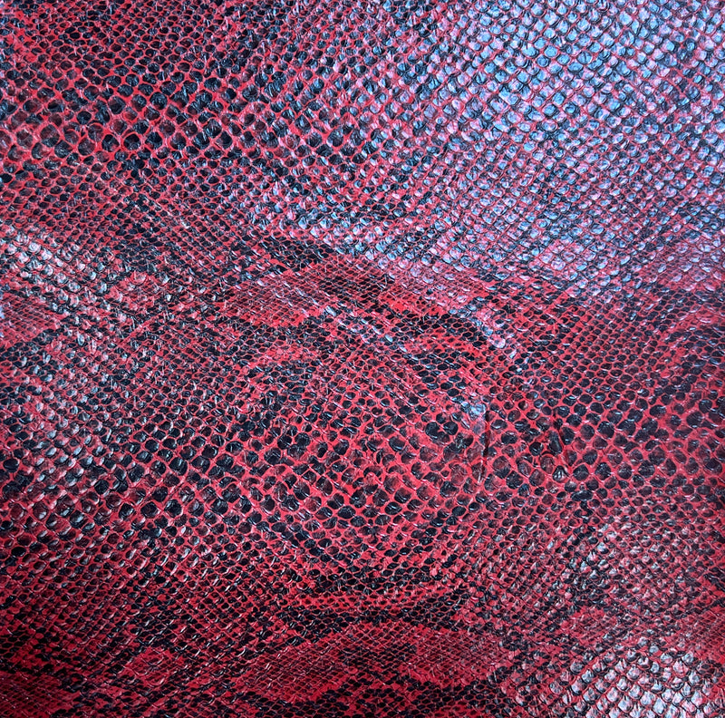 Red Snake Skin Leather Like Synthetic Fabric