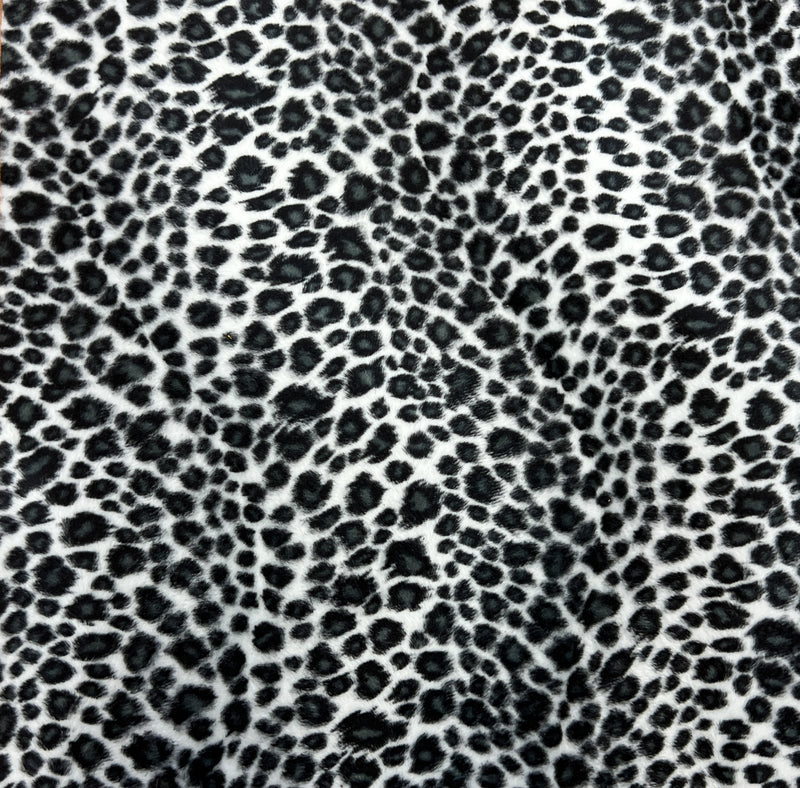Fuzzy Furry White Snow Leopard Heavy Fabric
