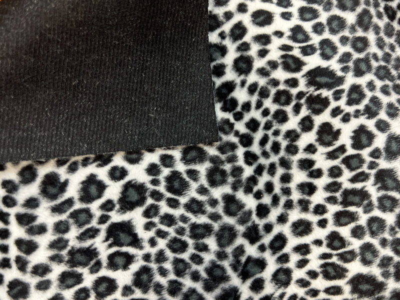 Fuzzy Furry White Snow Leopard Heavy Fabric