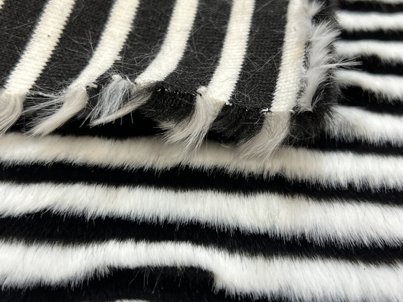 Stripe Fur Black & White Heavy Fabric