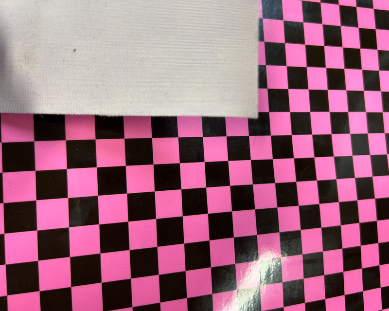 Pink Checkered board Synthetic Vinyl Fabric