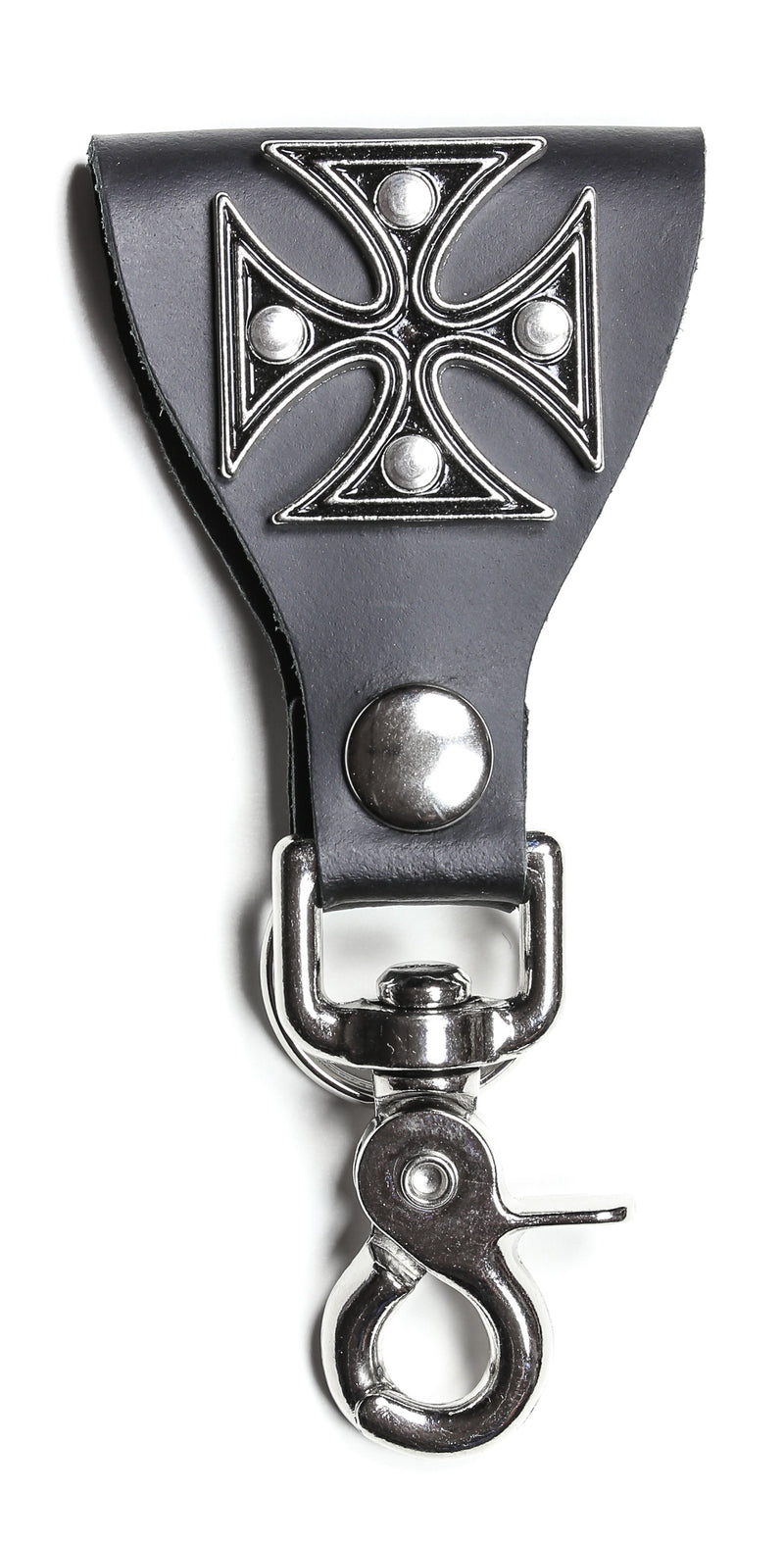 Large Iron Cross Leather Bikers Dual Key Holder