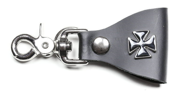 Small Iron Cross Leather Bikers Dual Key Holder