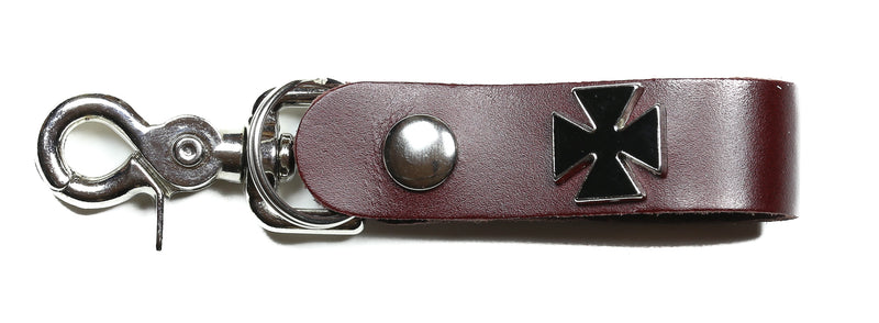 Iron Cross Leather Bikers Dual Key Holder Key Ring