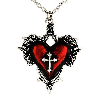 Cross Red Heart Necklace