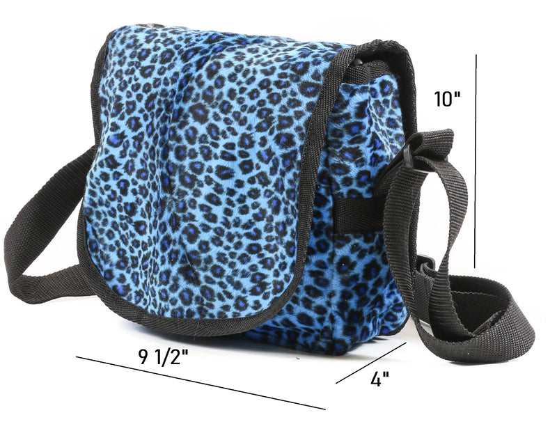 Blue Leopard Medium Size Messenger Bag USA Made