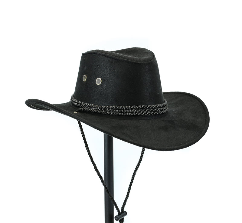 Western Cowboy Hat Conch Rope Band Wide Brim Cowgirl Jazz Cap Wool Blend
