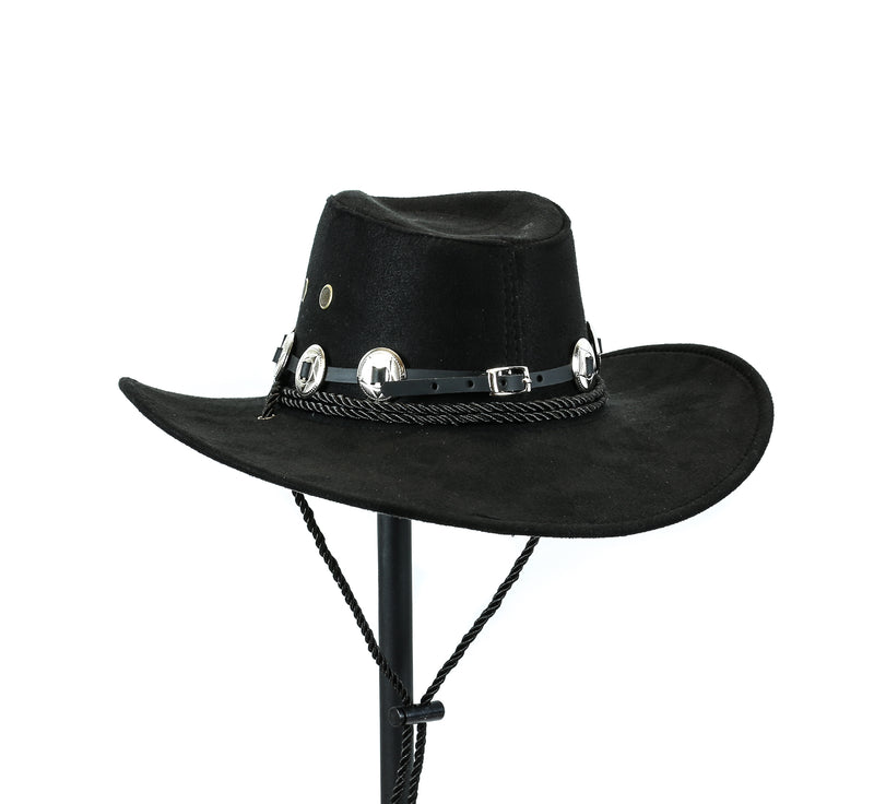 Conch Western Cowboy Hat Conch Rope Band Wide Brim Cowgirl Jazz Cap Wool Blend