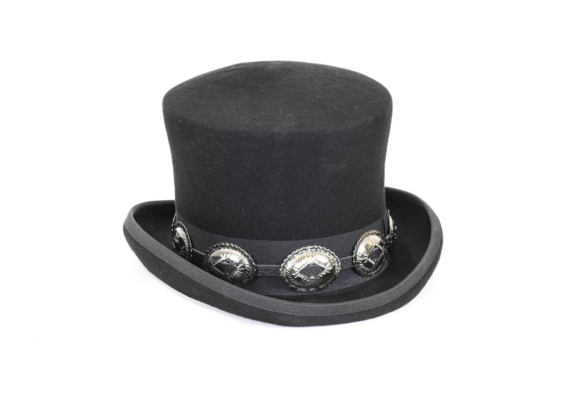 Wool Felt Top Hat Leather Large Concho Band Topper