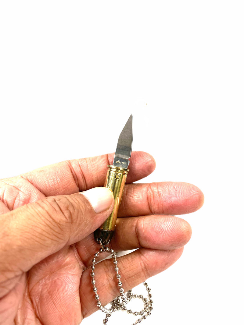Bullet Pendant With Knife Brass