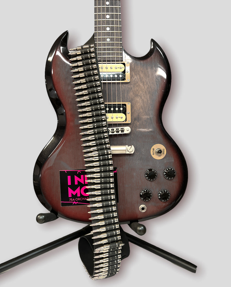 Bullet Guitar Strap Nickel Shell 100% Leather Thrash Metal USA Made